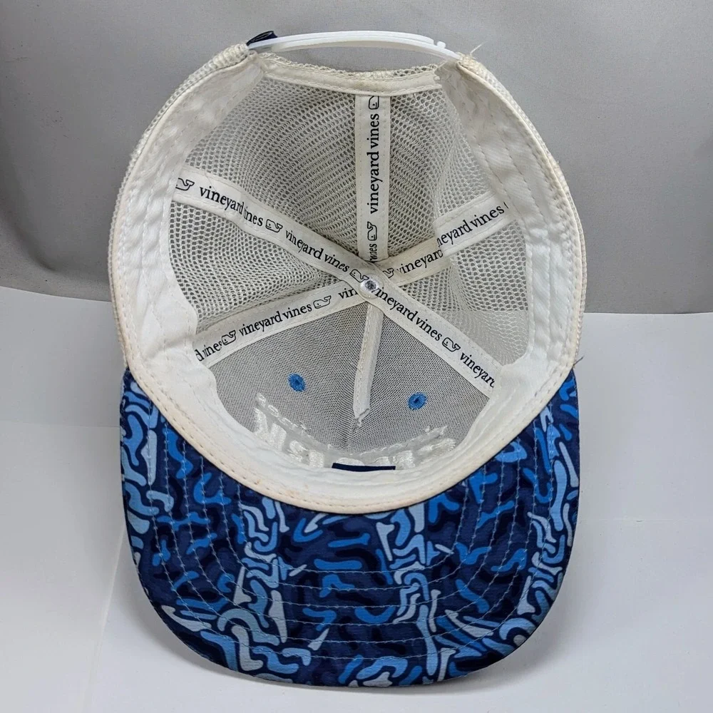 Vineyard Vines Shark Week Blue White Mesh Snap Back Trucker Hat Cap Boys‎ Youth